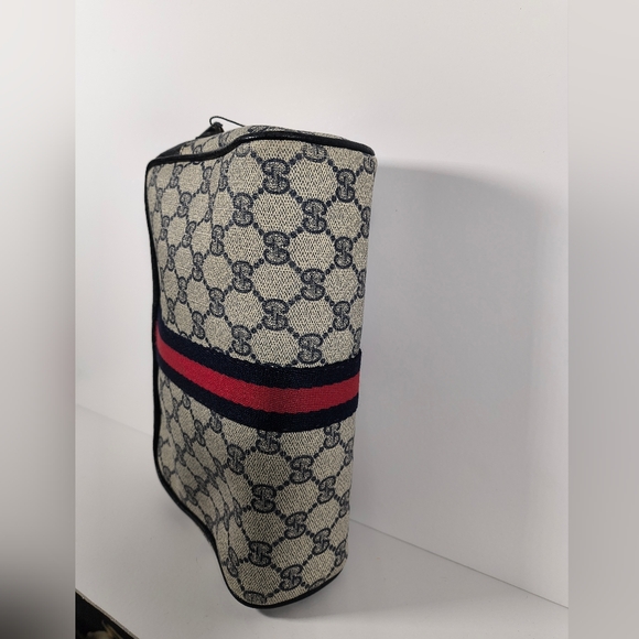 Vintage Supreme Sherry Gucci Beige And Blue Men's Women's Bag With Zipper Clutch - Picture 4 of 12